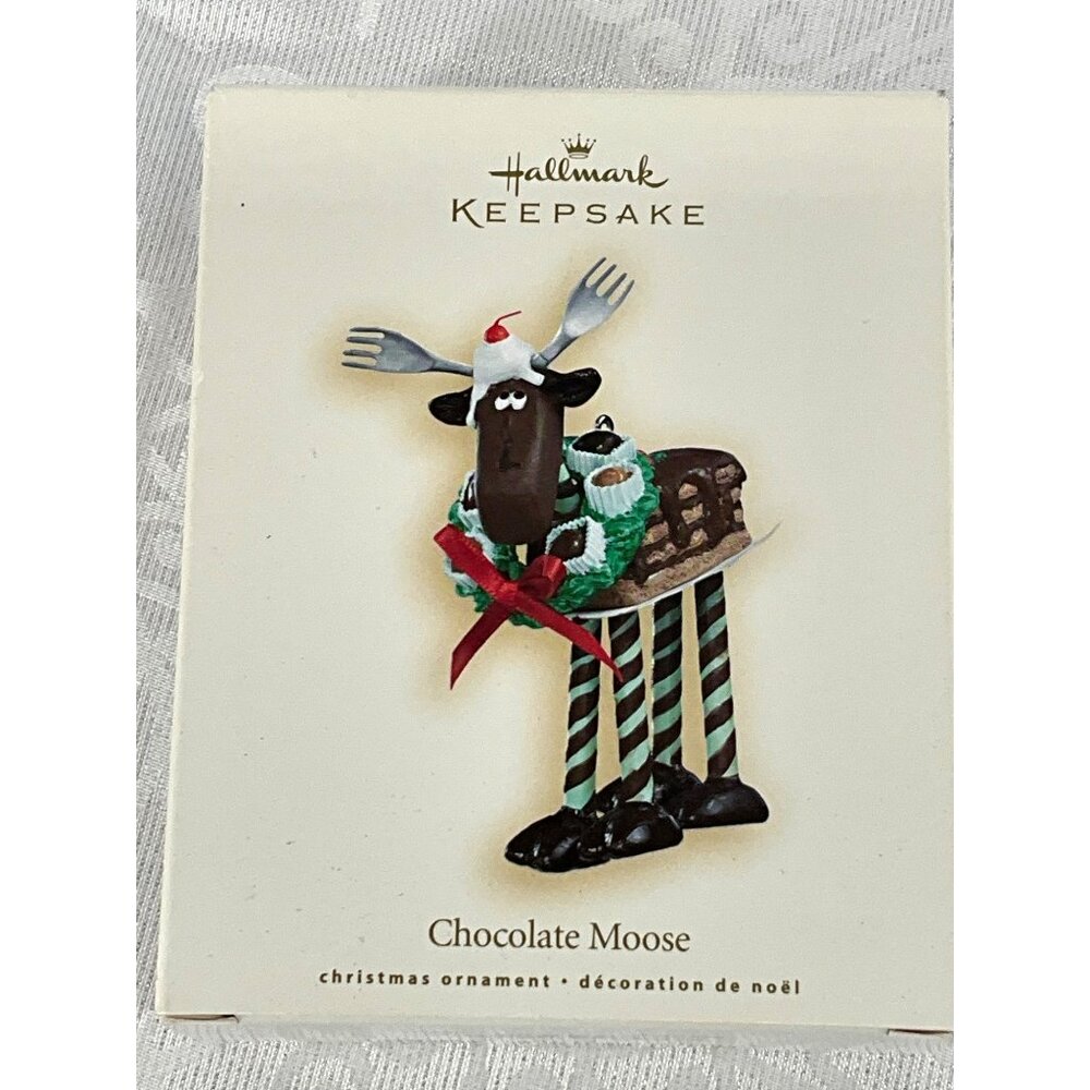 Hallmark‎ Keepsake 2007 Chocolate Moose Ornament W/Fork Antlers & Candy Legs